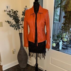 Women's Sienna Orange Leather Jacket